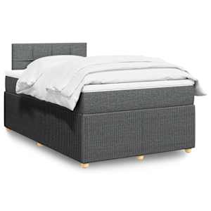 Box spring postelja z vzmetnico temno siva 120x190 cm blago
