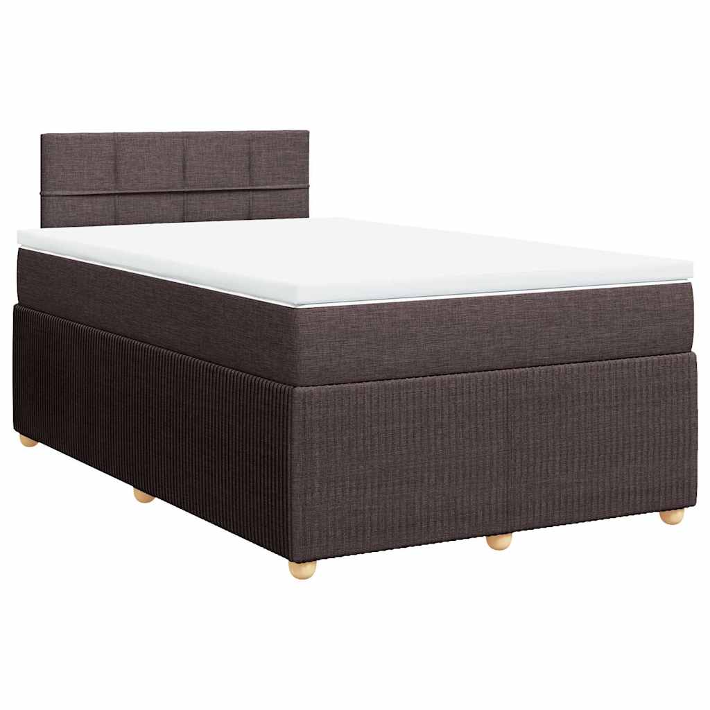 vidaXL Boxspring met matras stof donkerbruin 120x190 cm afbeelding
