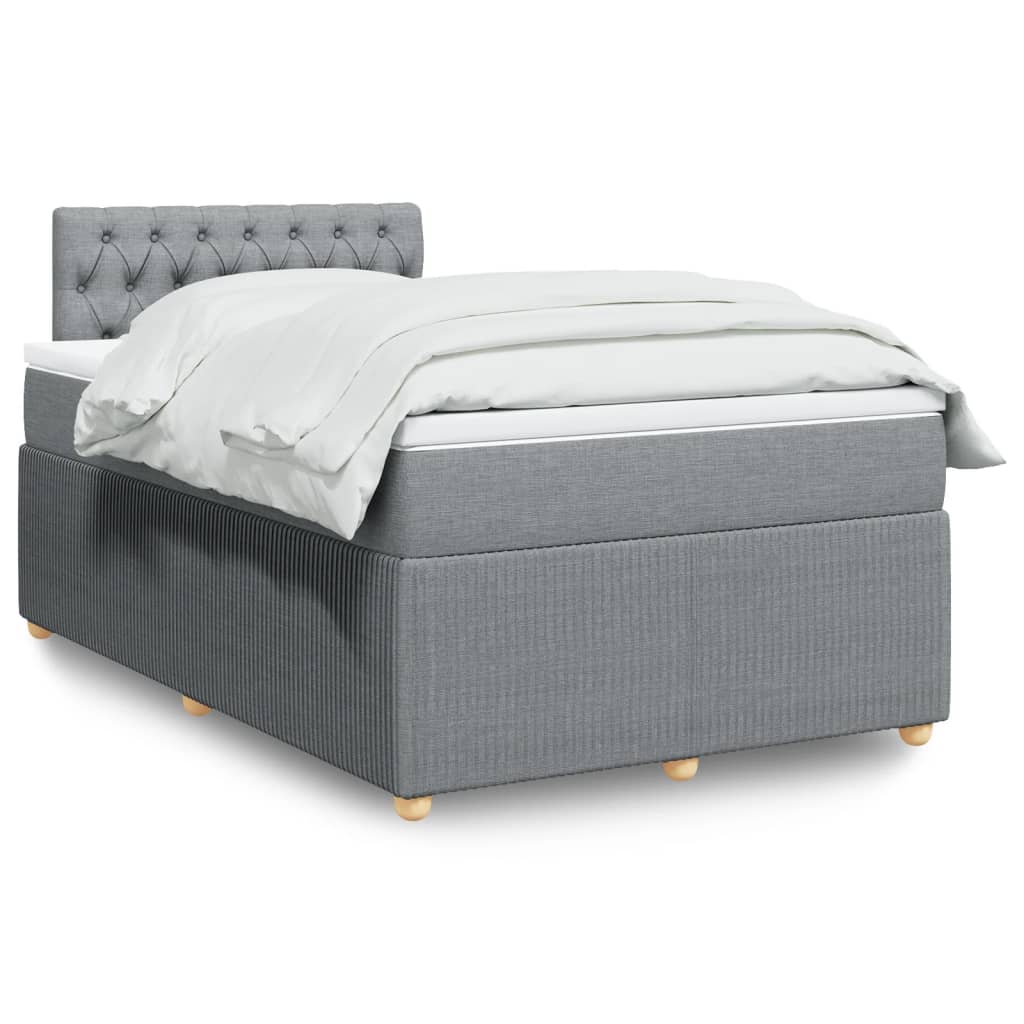 Boxspringbett mit Matratze Hellgrau 120×190 cm Stoff