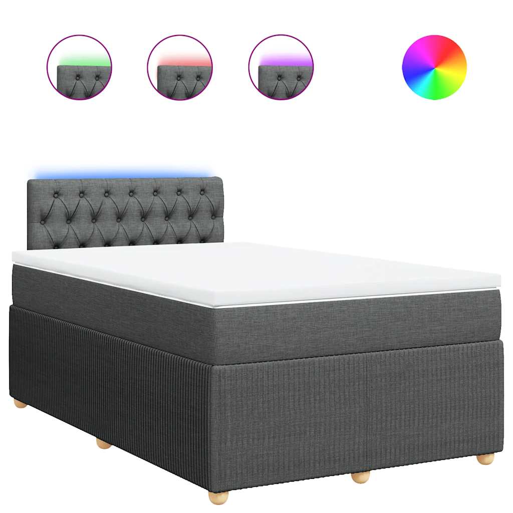 vidaXL Box spring postel s matrací tmavě šedá 120x190 cm textil