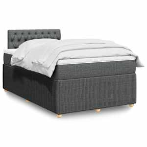 Box spring postelja z vzmetnico temno siva 120x190 cm blago