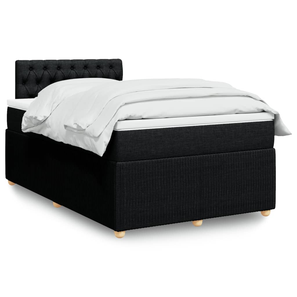 vidaXL Pat box spring cu saltea, negru, 120x190 cm, catifea