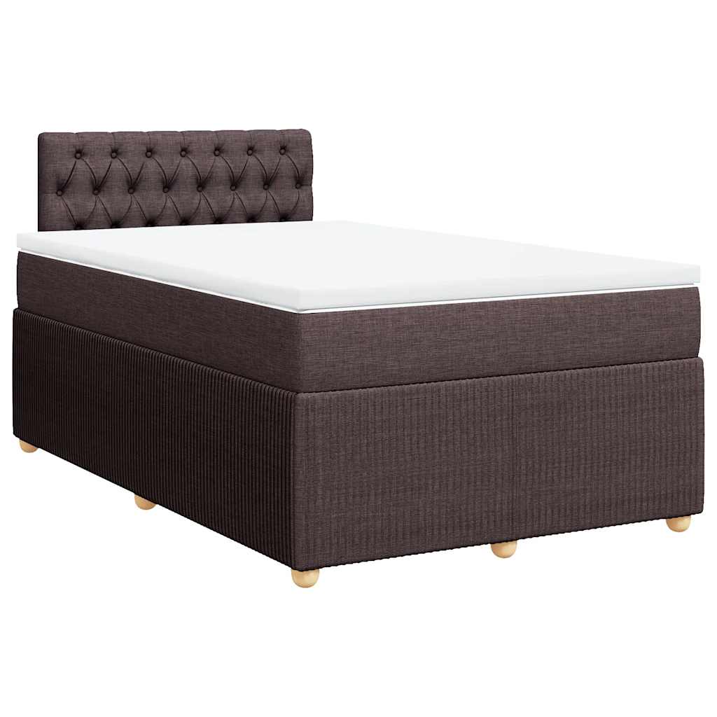 vidaXL Boxspring met matras stof donkerbruin 120x190 cm afbeelding