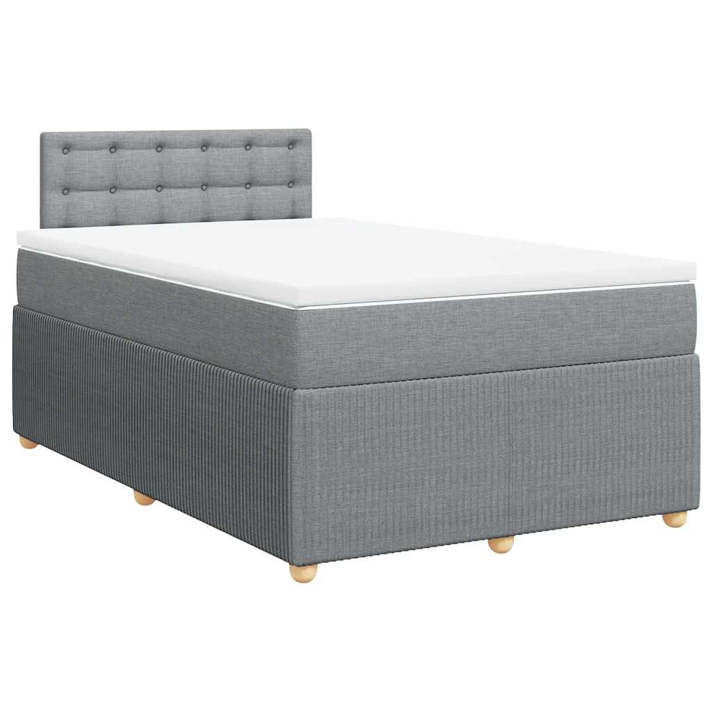 vidaXL Boxspring met matras stof lichtgrijs 120x190 cm afbeelding