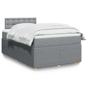 Boxspring postelja z vzmetnico svetlo siva 120x190 cm blago