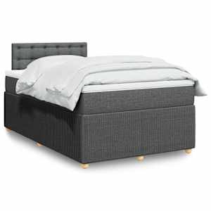 Box spring postelja z vzmetnico temno siva 120x190 cm blago