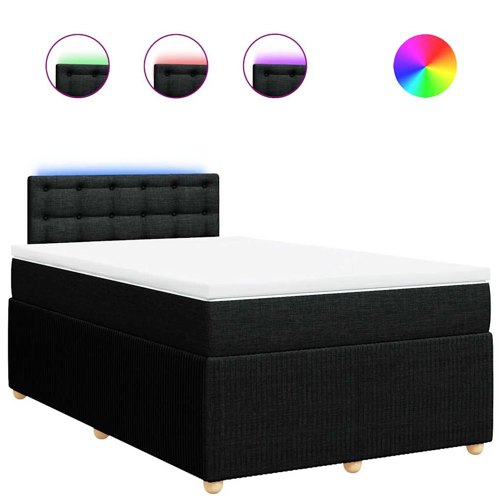 vidaXL Pat box spring cu saltea, negru, 120x190 cm, catifea