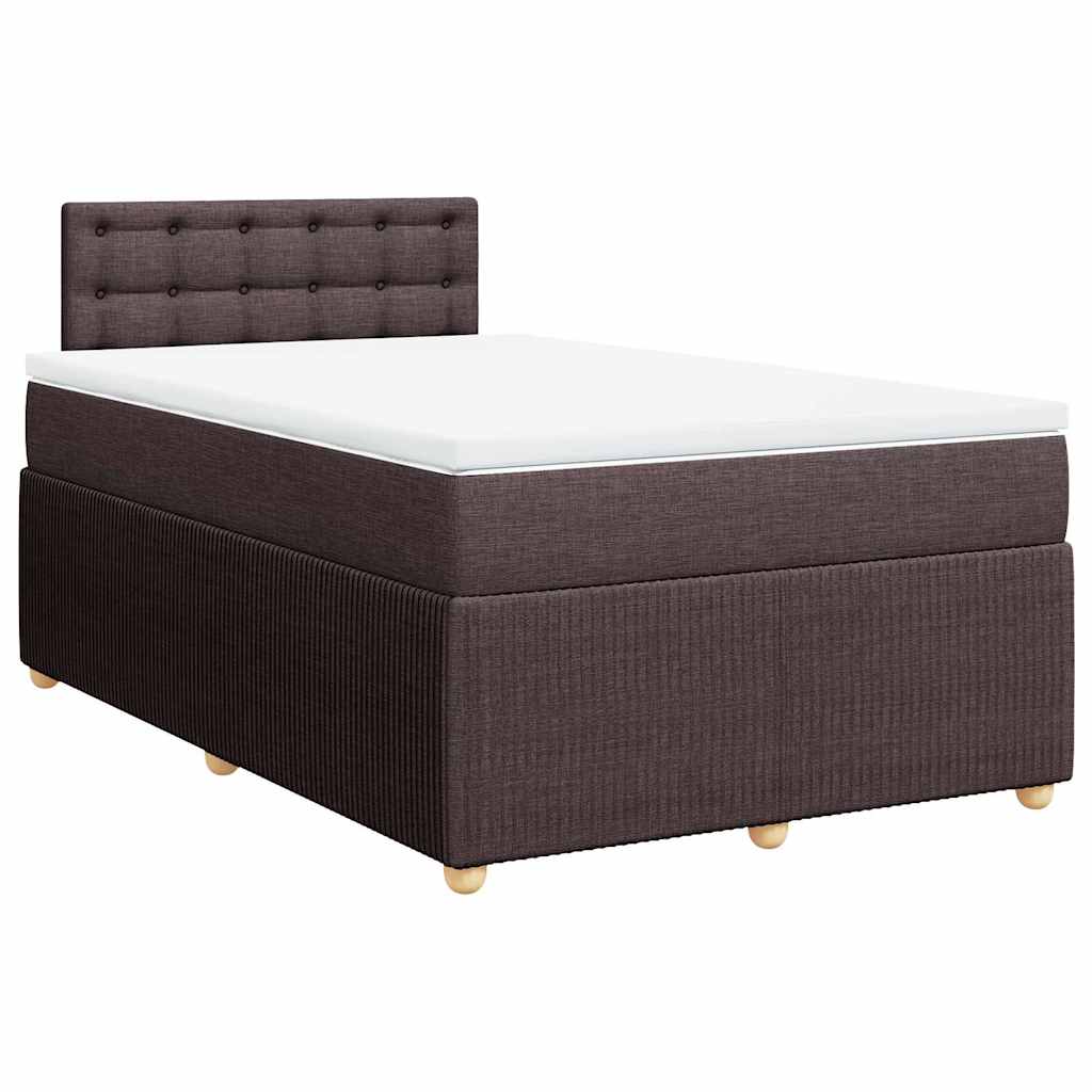 vidaXL Boxspring met matras stof donkerbruin 120x190 cm afbeelding