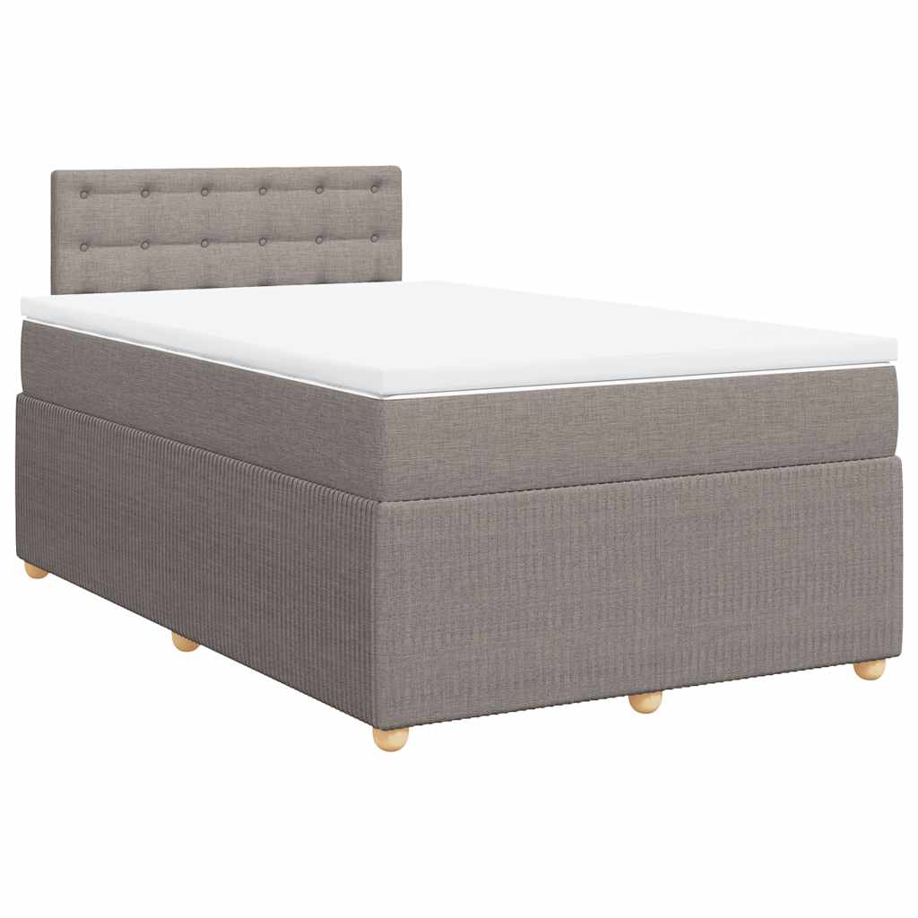 vidaXL Boxspring met matras stof taupe 120x190 cm afbeelding