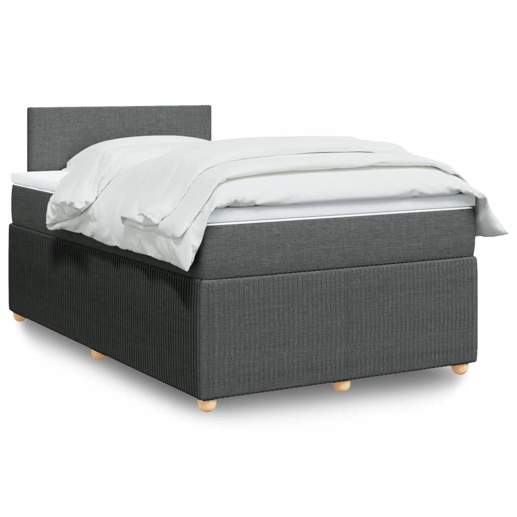 Boxspringbett mit Matratze Dunkelgrau 120×200 cm Stoff