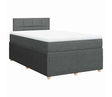vidaXL Cama box spring con colchón tela gris oscuro 120x200 cm