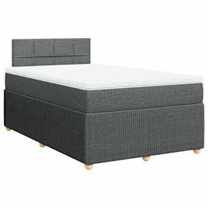 vidaXL Cama box spring con colchón tela gris oscuro 120x200 cm