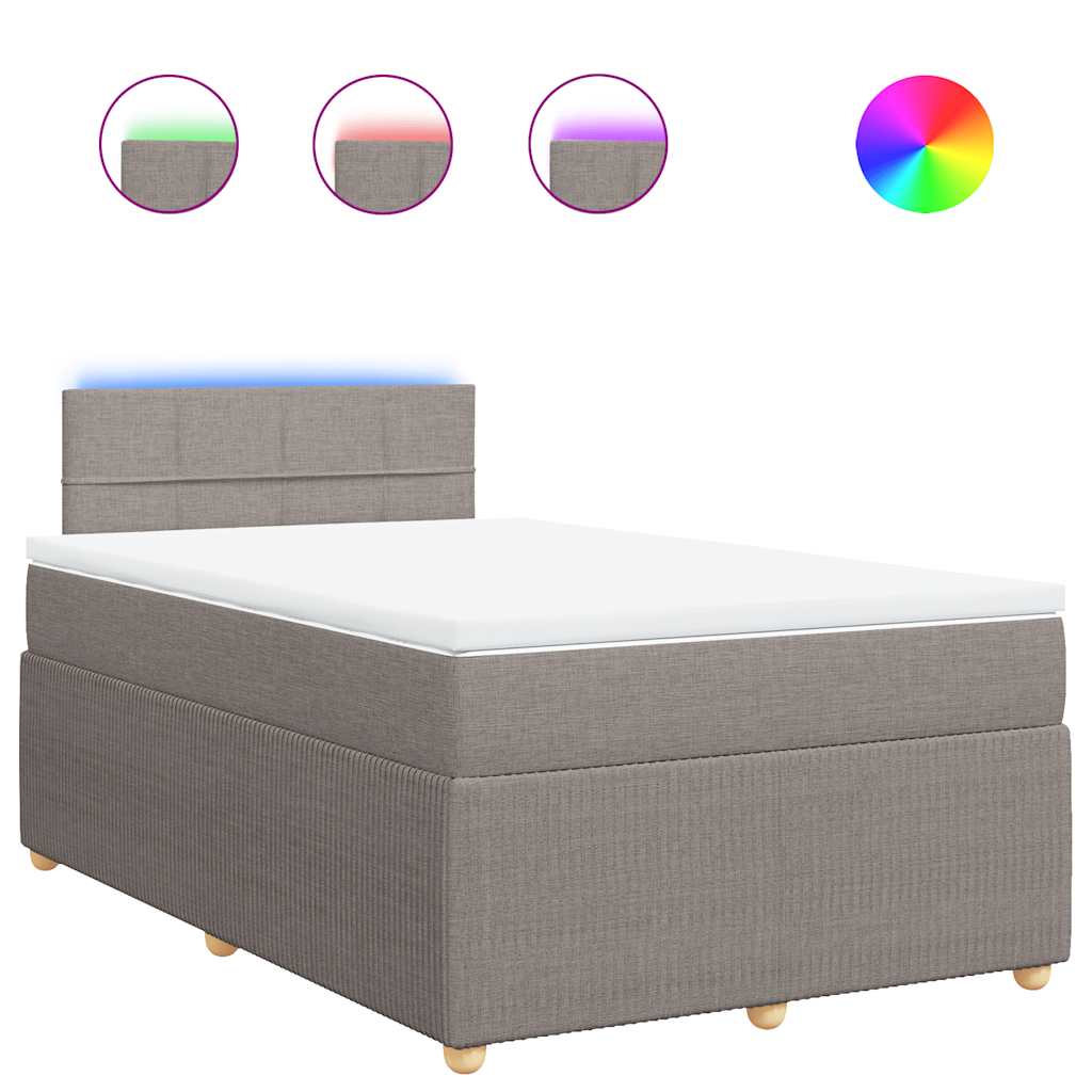Thumbnail - vidaXL Boxspringbett mit Matratze Taupe 120x200 cm Stoff