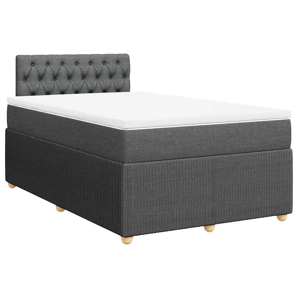 vidaXL Boxspring met matras stof donkergrijs 120x200 cm afbeelding