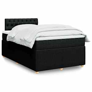 Box spring postelja z vzmetnico črn 120x200 cm blago