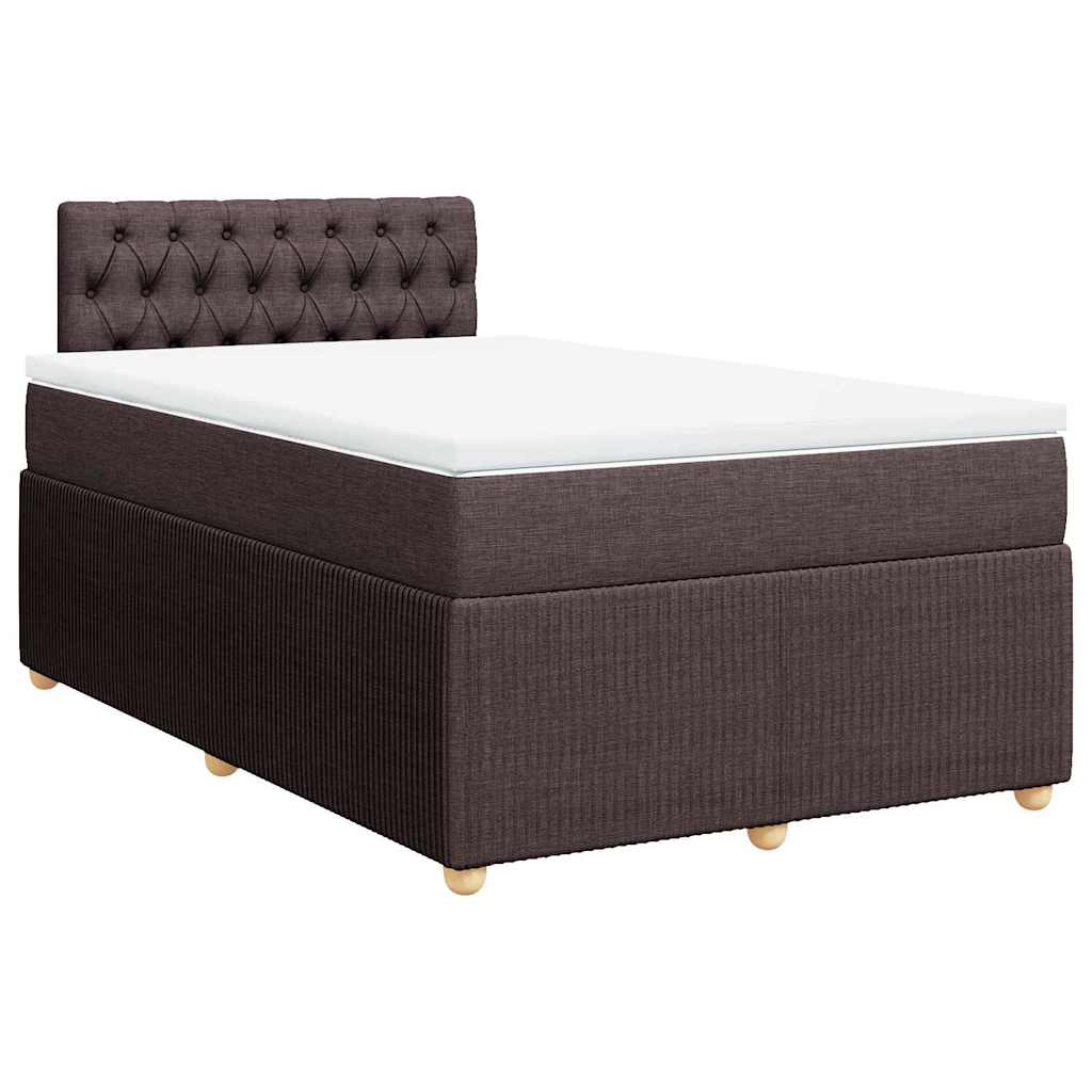 vidaXL Boxspring met matras stof donkerbruin 120x200 cm afbeelding
