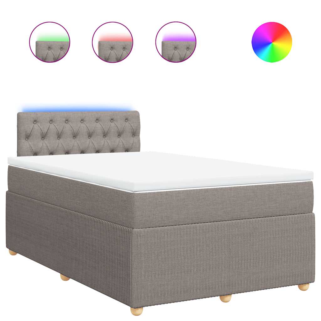 vidaXL Boxspring met matras stof taupe 120x200 cm, foto 3