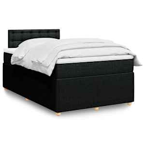 Box spring postelja z vzmetnico črn 120x200 cm blago