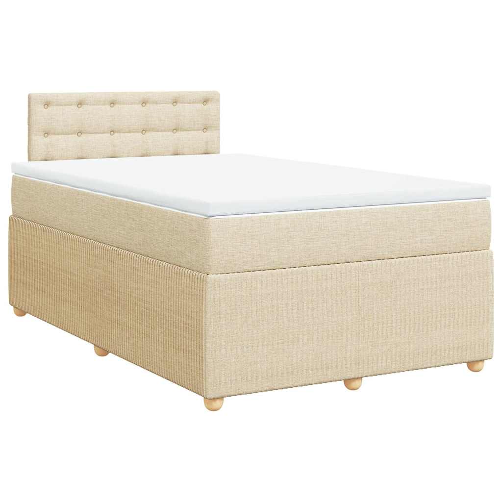 vidaXL Boxspring met matras stof crèmekleurig 120x200 cm afbeelding