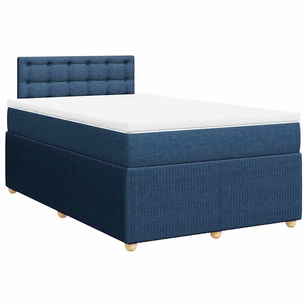 vidaXL Boxspring met matras stof blauw 120x200 cm afbeelding