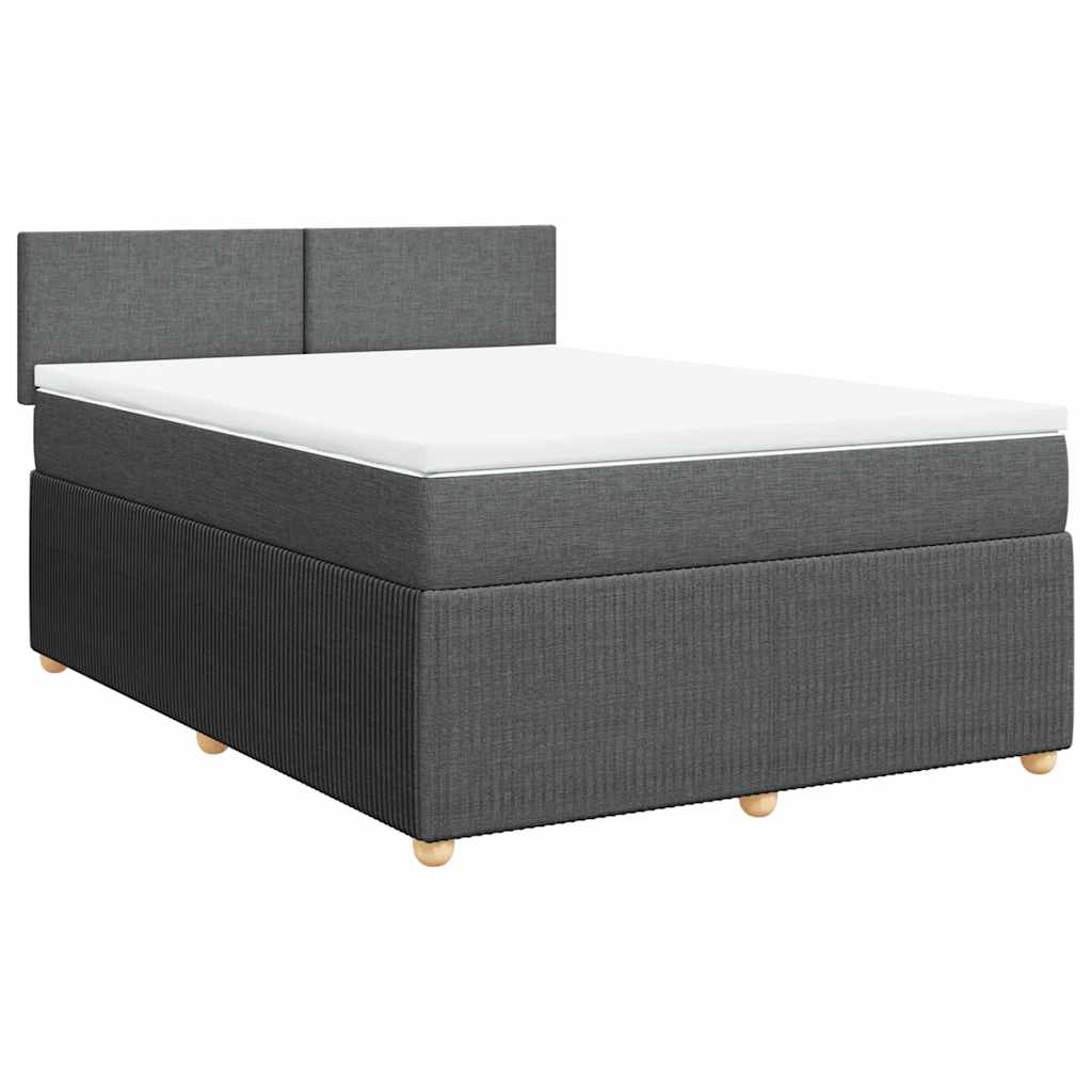 vidaXL Boxspring met matras stof donkergrijs 140x190 cm afbeelding