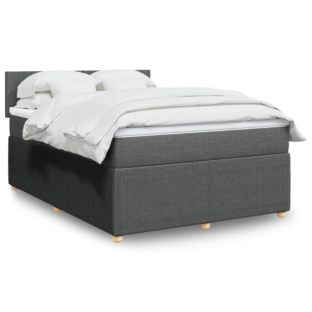 Boxspringbett mit Matratze Dunkelgrau 140×190 cm Stoff