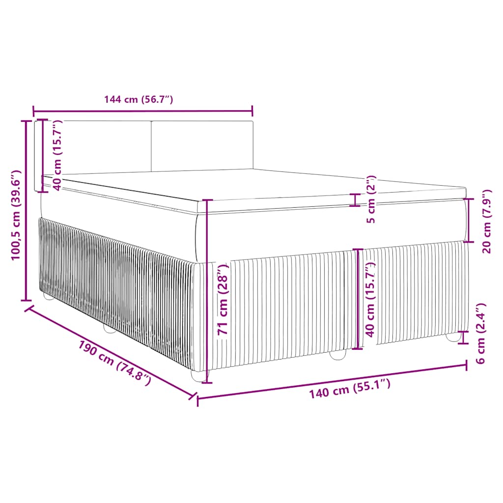 Box spring postel s matrací krémová 140x190 cm textil - obrázek 18