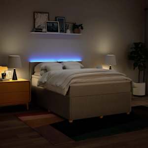 Box spring postel s matrací krémová 140x190 cm textil - obrázek 5