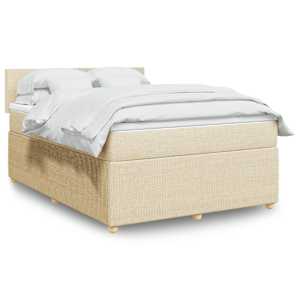 Box spring postelja z vzmetnico krem 140x190 cm blago