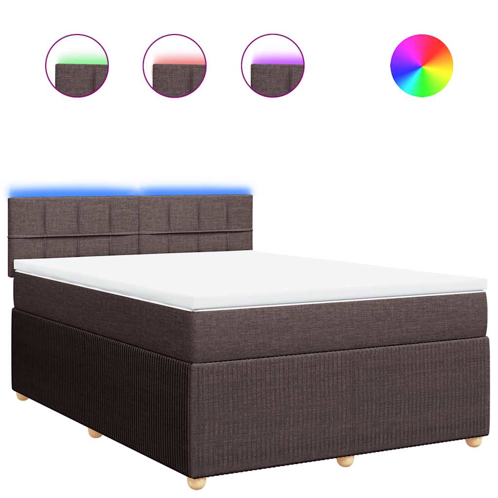 vidaXL Box spring postel s matrací tmavě hnědá 140x190 cm textil