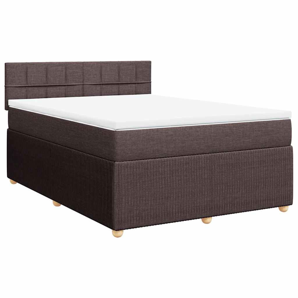 vidaXL Boxspring met matras stof donkerbruin 140x190 cm afbeelding