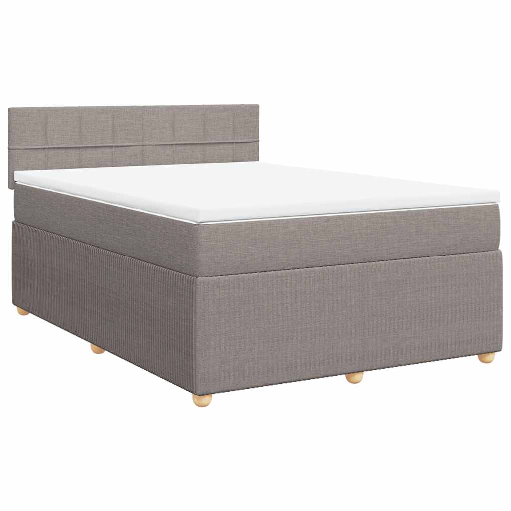vidaXL Boxspring met matras stof taupe 140x190 cm afbeelding