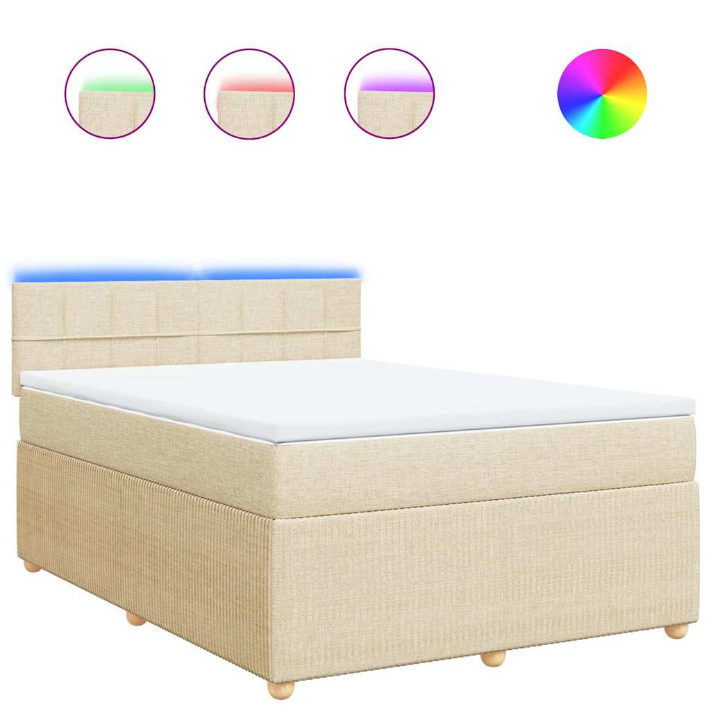 vidaXL Box spring postel s matrací krémová 140x190 cm textil
