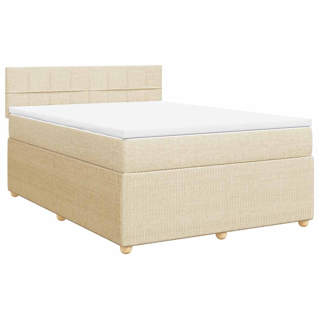vidaXL Boxspring met matras stof crèmekleurig 140x190 cm afbeelding