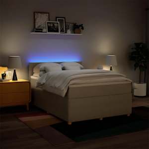 Box spring postel s matrací krémová 140x190 cm textil - obrázek 5
