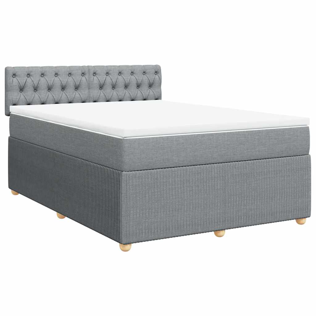 vidaXL Boxspring met matras stof lichtgrijs 140x190 cm afbeelding