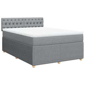 Box spring postel s matrací světle šedá 140 x 190 cm textil - obrázek 3