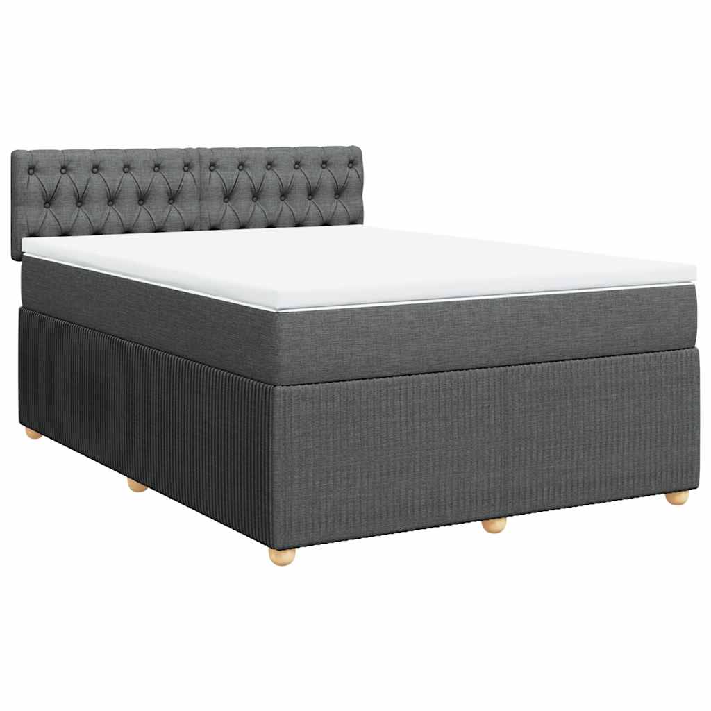vidaXL Boxspring met matras stof donkergrijs 140x190 cm afbeelding