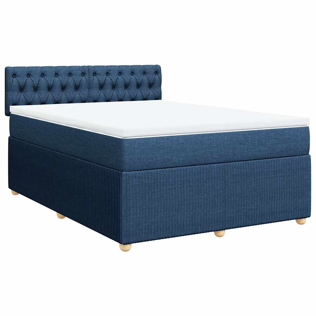 vidaXL Boxspring met matras stof blauw 140x190 cm afbeelding