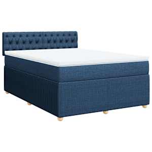 Box spring postel s matrací modrá 140x190 cm textil - obrázek 3