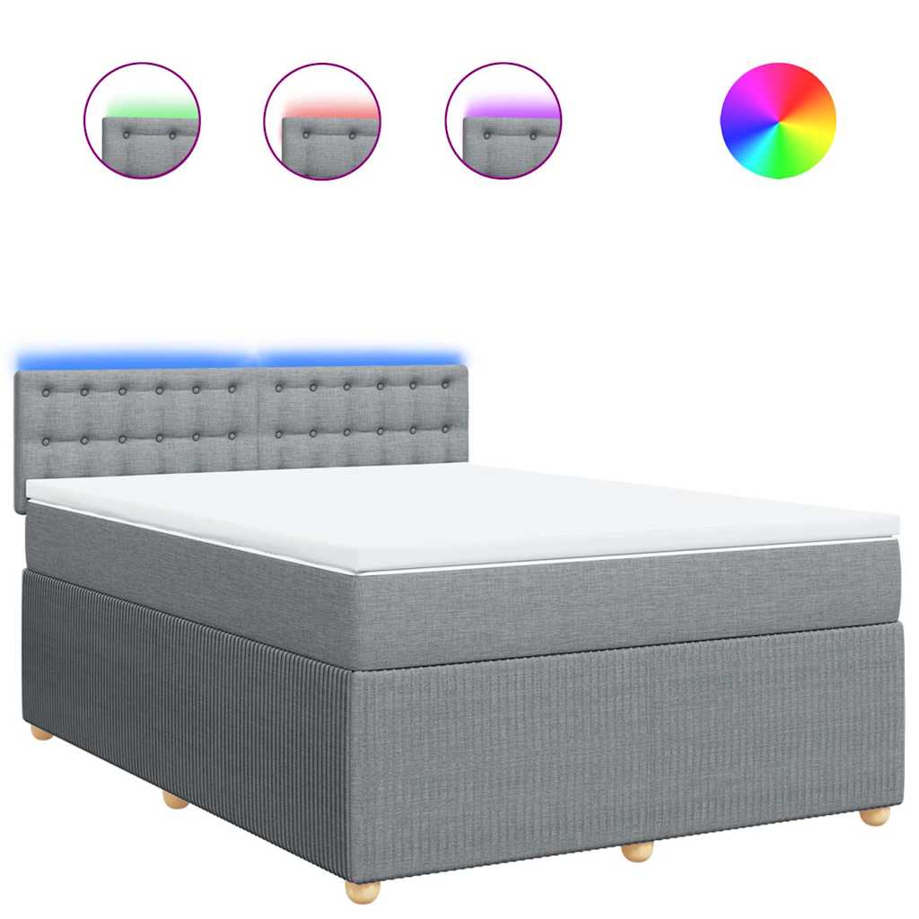Thumbnail - vidaXL Boxspringbett mit Matratze Hellgrau 140x190 cm Stoff