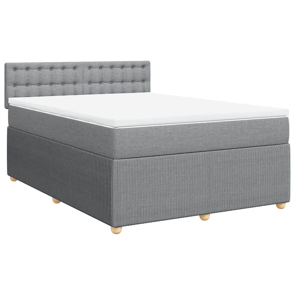 vidaXL Boxspring met matras stof lichtgrijs 140x190 cm afbeelding