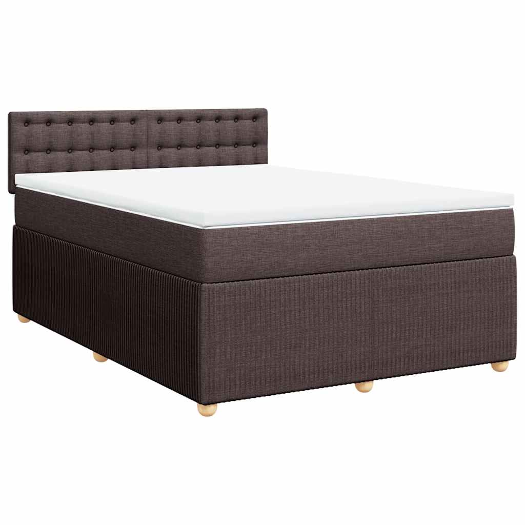 vidaXL Boxspring met matras stof donkerbruin 140x190 cm afbeelding