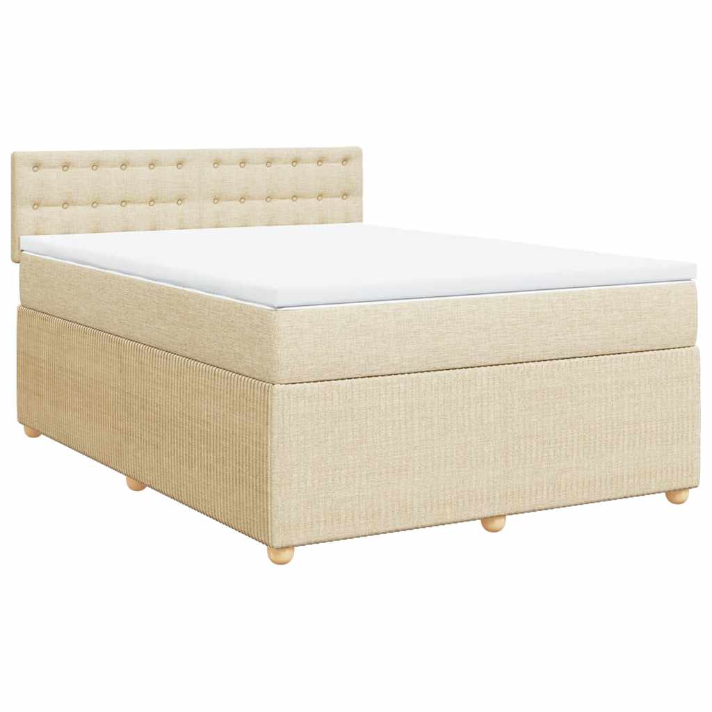vidaXL Boxspring met matras stof crèmekleurig 140x190 cm afbeelding
