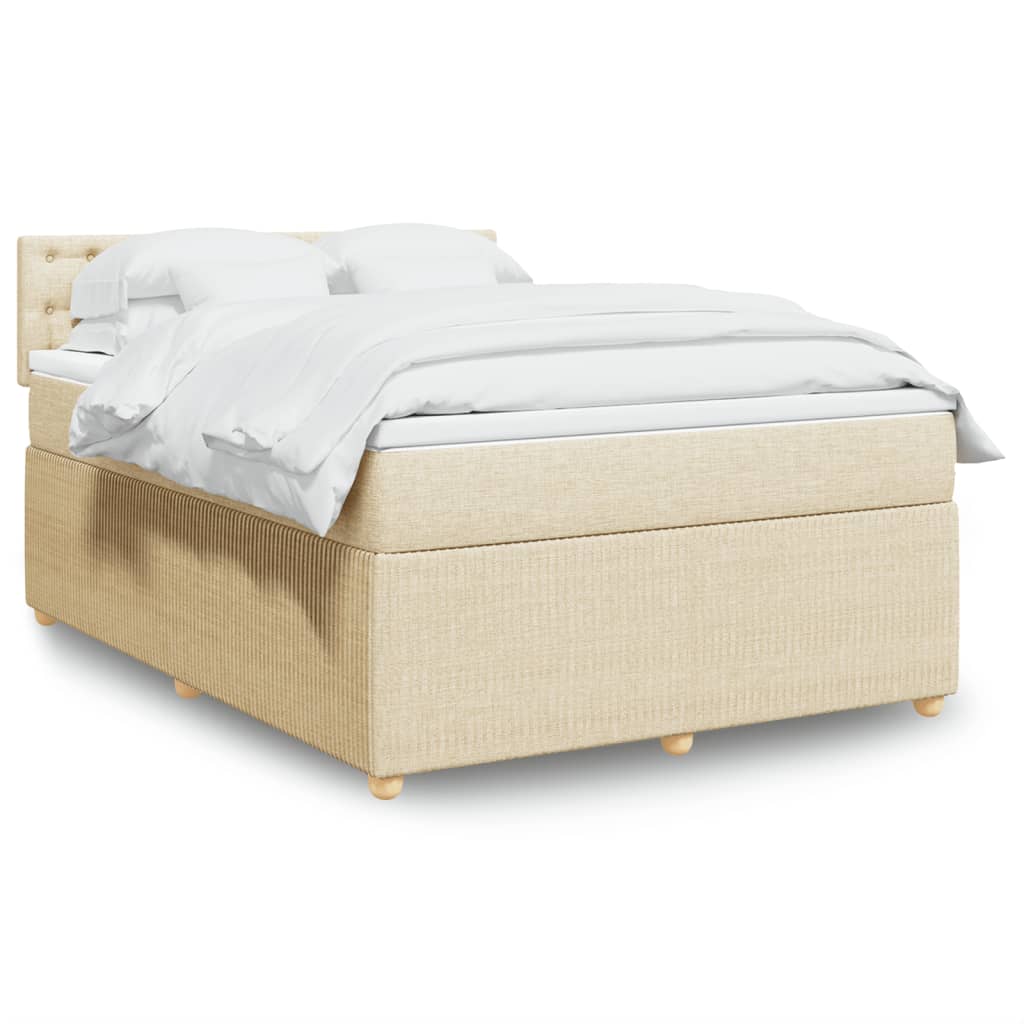 Boxspringbett mit Matratze Creme 140×190 cm Stoff