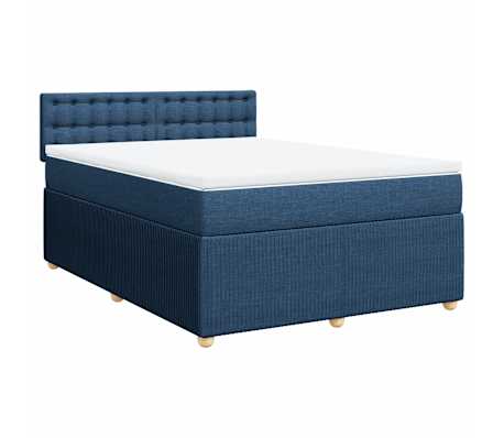 vidaXL Cama com molas/colchão 140x190 cm tecido azul