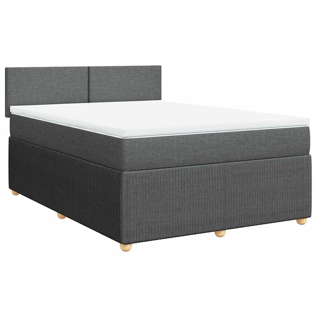 vidaXL Boxspring met matras stof donkergrijs 140x200 cm afbeelding