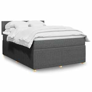 Box spring postelja z vzmetnico temno siva 140x200 cm blago