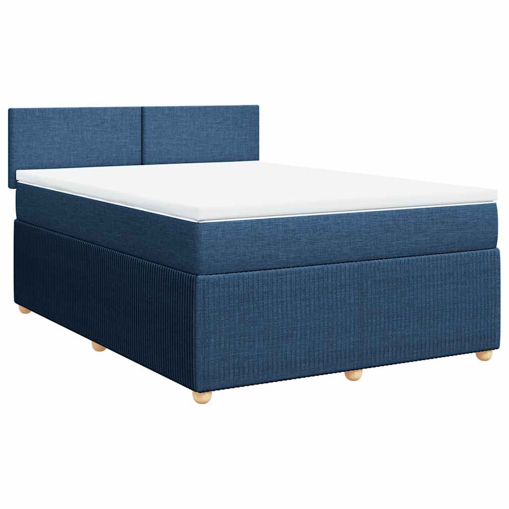 vidaXL Boxspring met matras stof blauw 140x200 cm afbeelding