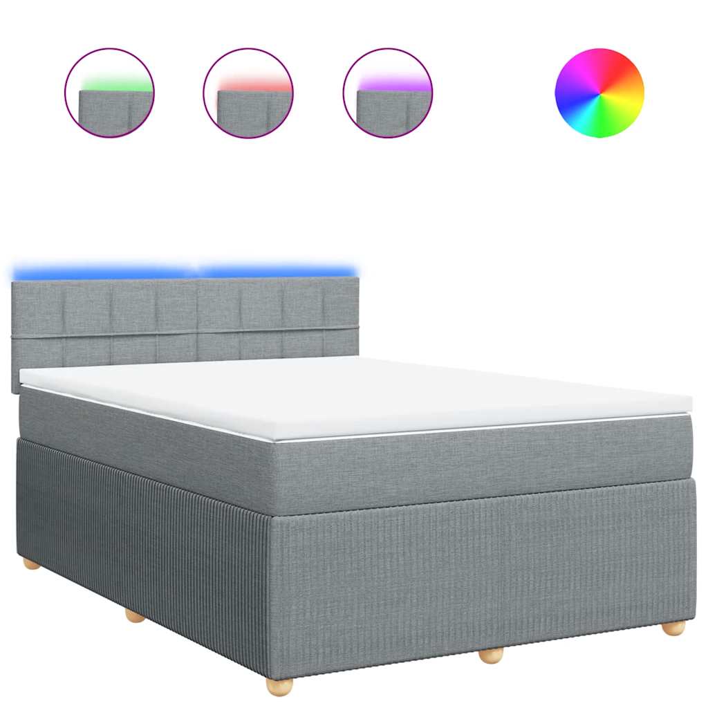 vidaXL Boxspring met matras stof lichtgrijs 140x200 cm grijs, foto 3